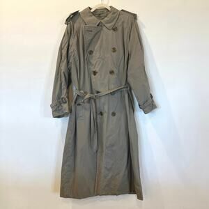 Vtg Burberry Men’s trench coat 42R olive tan nova check flannel blanket lined